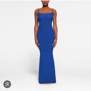 SKIMS Soft Lounge Long Slip Dress in Cobalt